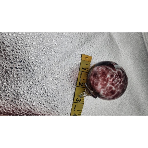 Mauve Spotted Hand Blown Art Glass Orb Christmas Ornament Gazing Ball vtg PBarn? - Picture 9 of 13